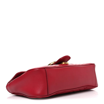 Calfskin Matelasse Small GG Marmont Shoulder Bag Hibiscus Red