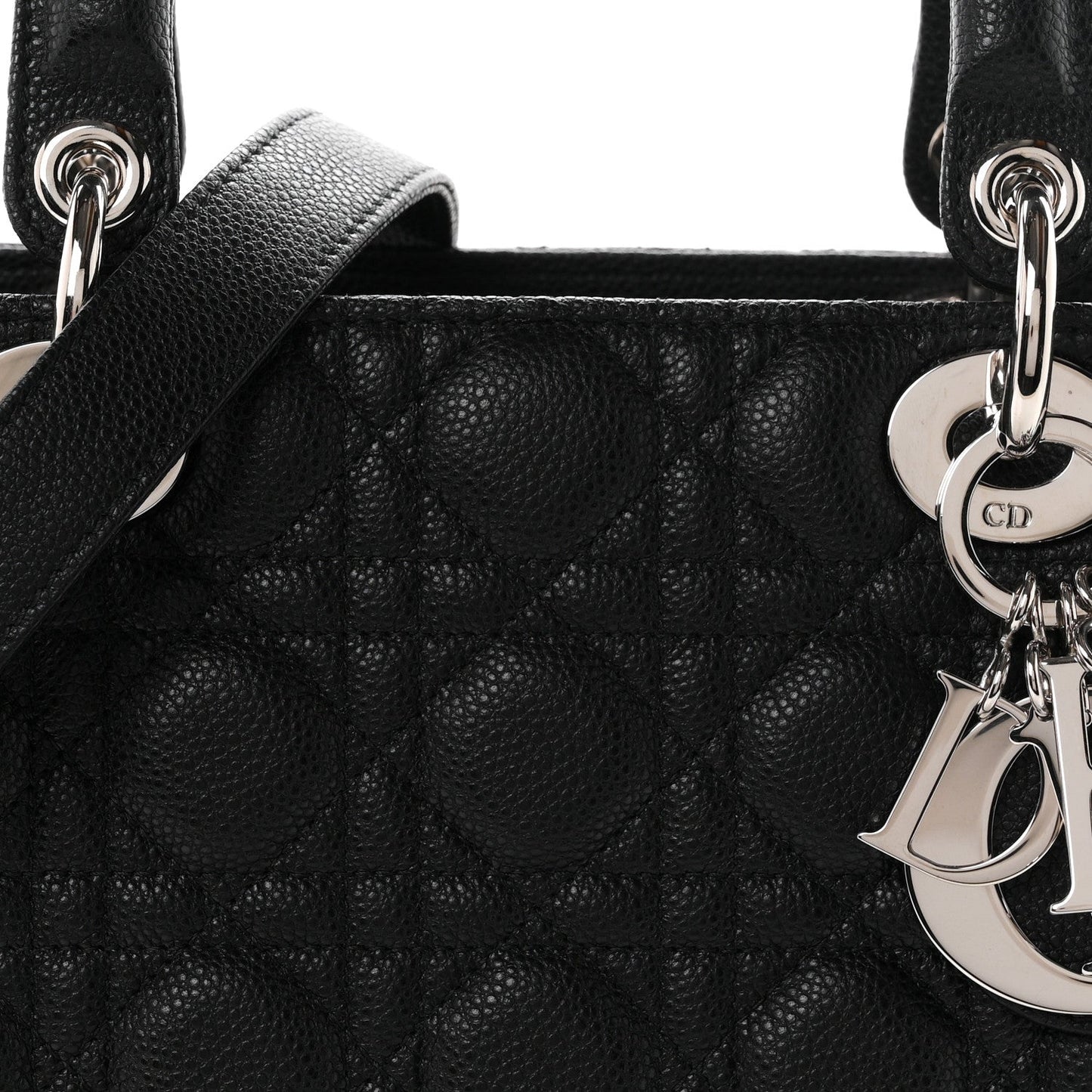 Grained Calfskin Cannage Medium Lady Dior Black