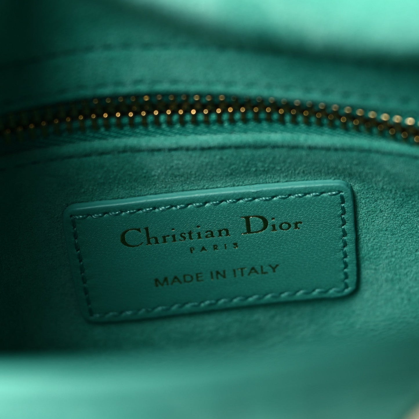 Lambskin Cannage Mini Lady Dior Cobalt Green