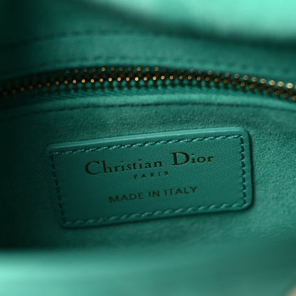 Lambskin Cannage Mini Lady Dior Cobalt Green