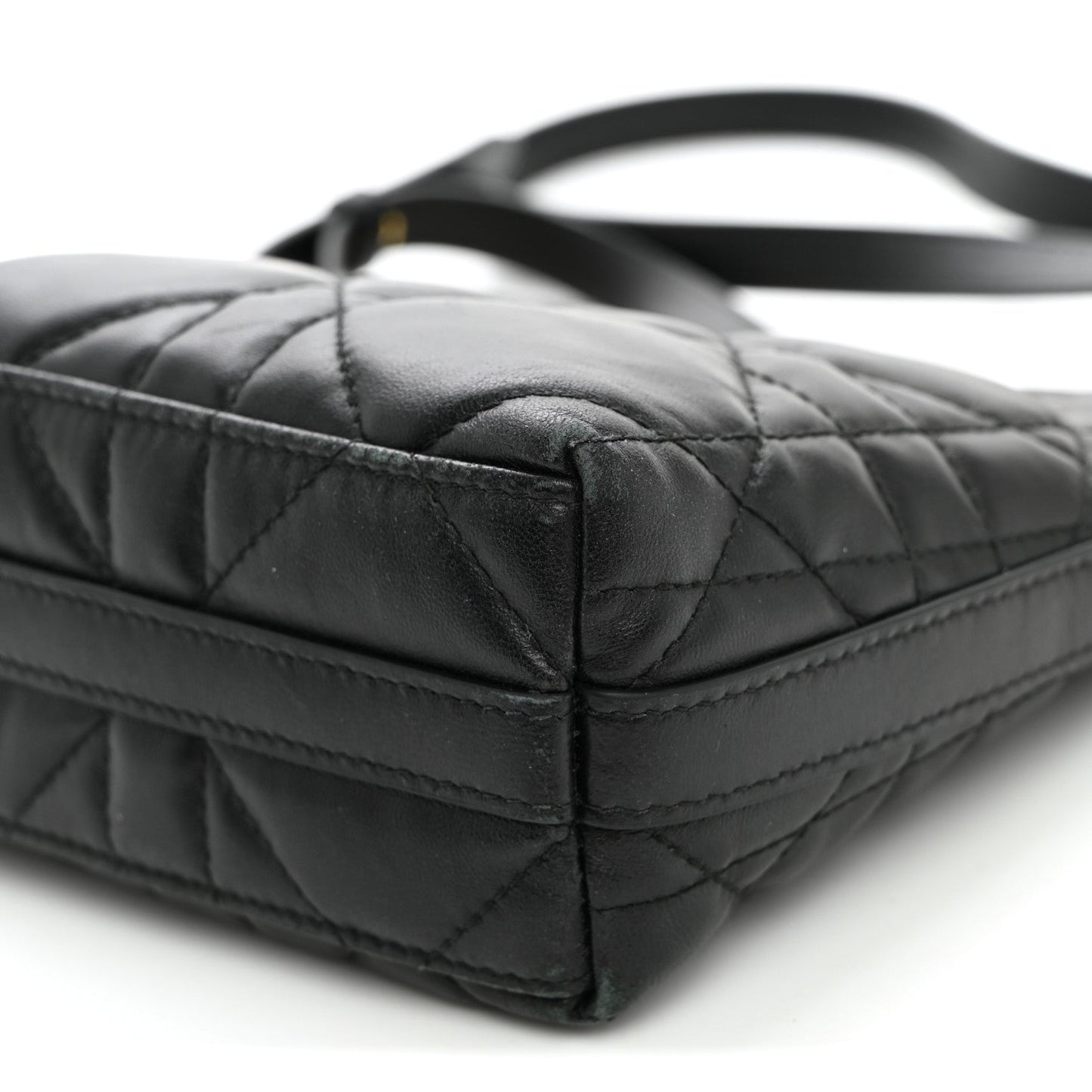 Calfskin Macrocannage Miss Caro Diorling Mini Bag with Chain Black