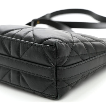 Calfskin Macrocannage Miss Caro Diorling Mini Bag with Chain Black
