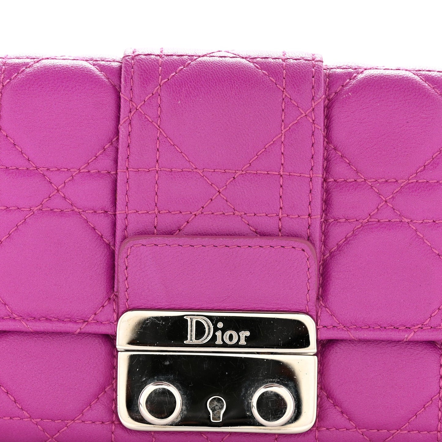Lambskin Cannage Miss Dior Chain Wallet Dark Pink