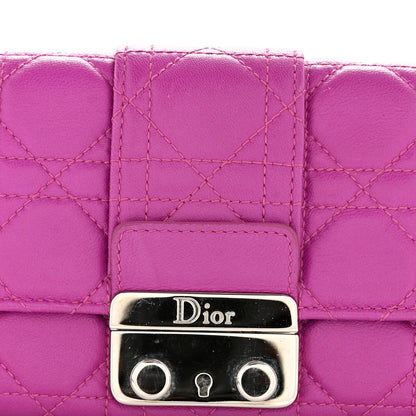 Lambskin Cannage Miss Dior Chain Wallet Dark Pink