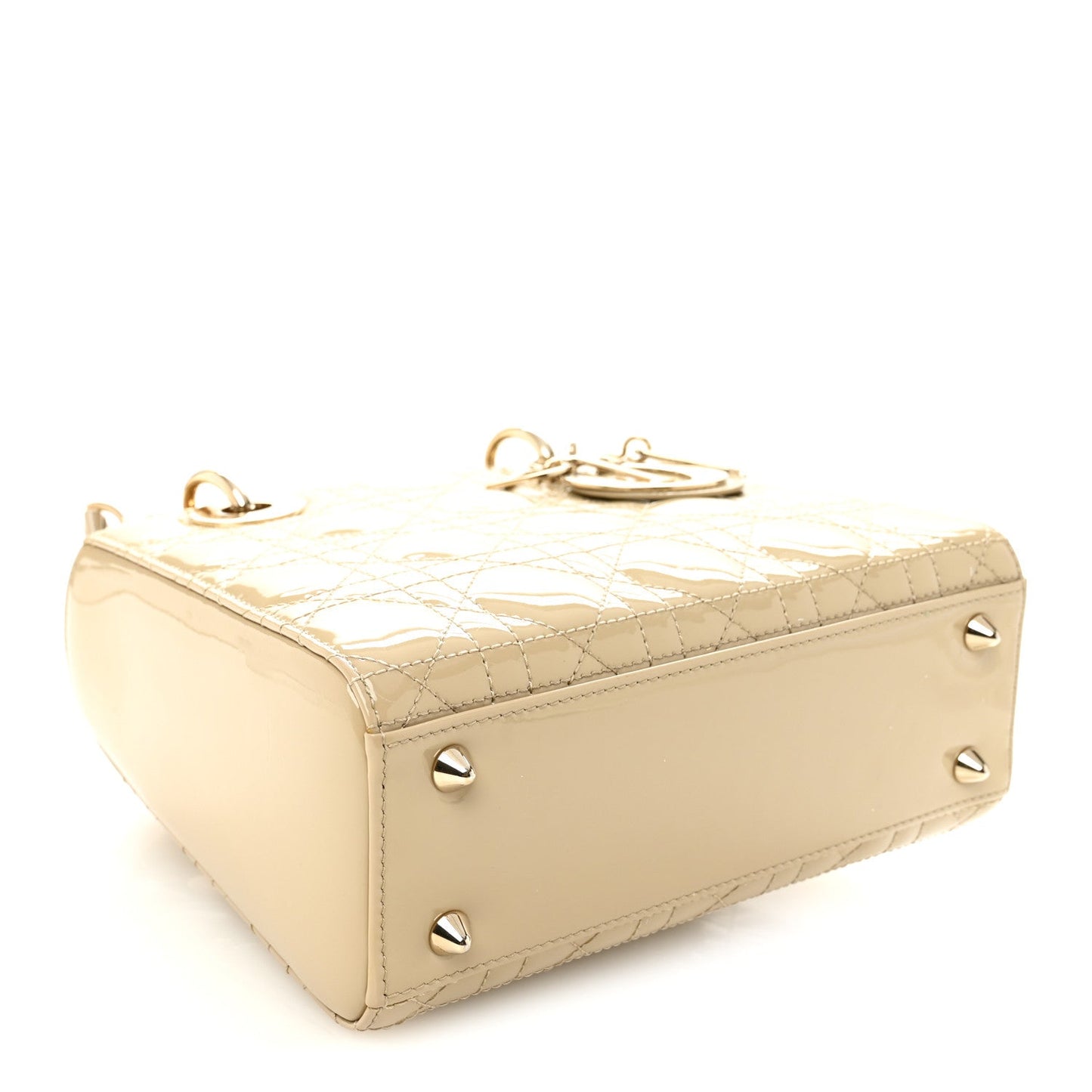 Patent Cannage Small Lady Dior Beige