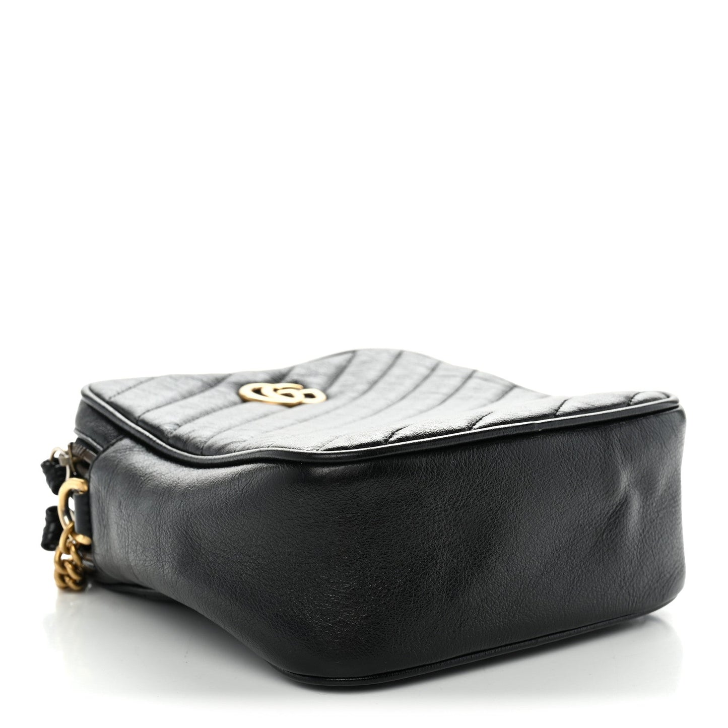 Azalea Calfskin Matelasse Diagonal Tall GG Marmont Crossbody Bag Black
