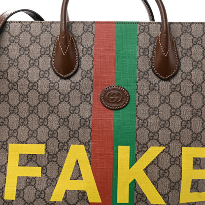 GG Supreme Monogram Fake/Not Large Retro Interlocking G Tote Bag Beige Brown Sugar