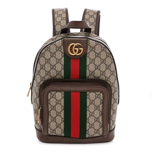 GG Supreme Monogram Calfskin Web Small Ophidia Day Backpack Beige Ebony New Acero