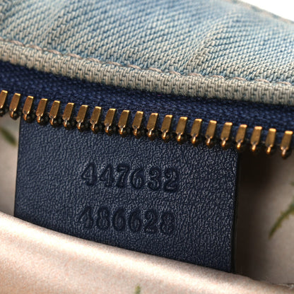 Denim Matelasse Small Pearly GG Marmont Chain Shoulder Bag Blue