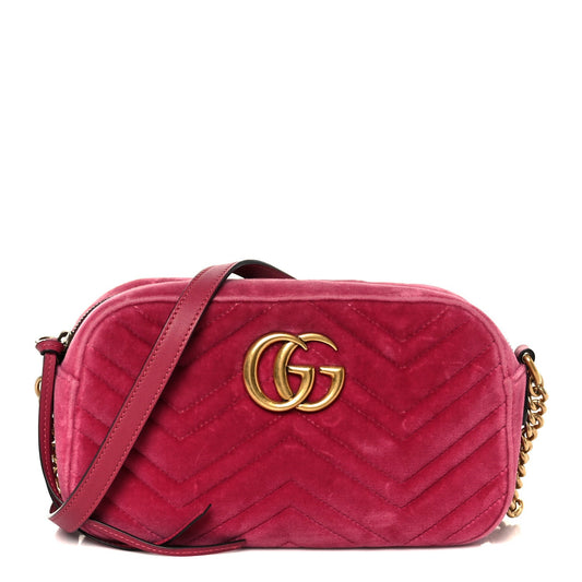 Velvet Matelasse Small GG Marmont Chain Shoulder Bag Light Raspberry Rose