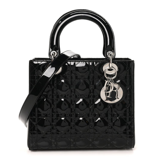 Patent Cannage Medium Lady Dior Black