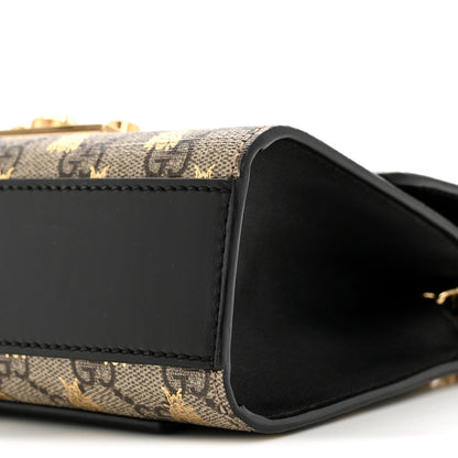 GG Supreme Monogram Bees Small Padlock Shoulder Bag Black