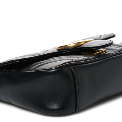 Calfskin Matelasse Mini GG Marmont Shoulder Bag Black