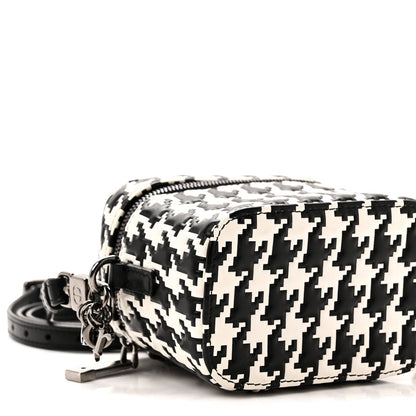 Calfskin Macro Houndstooth Embossed Micro Lady Dior Vanity Case Black White