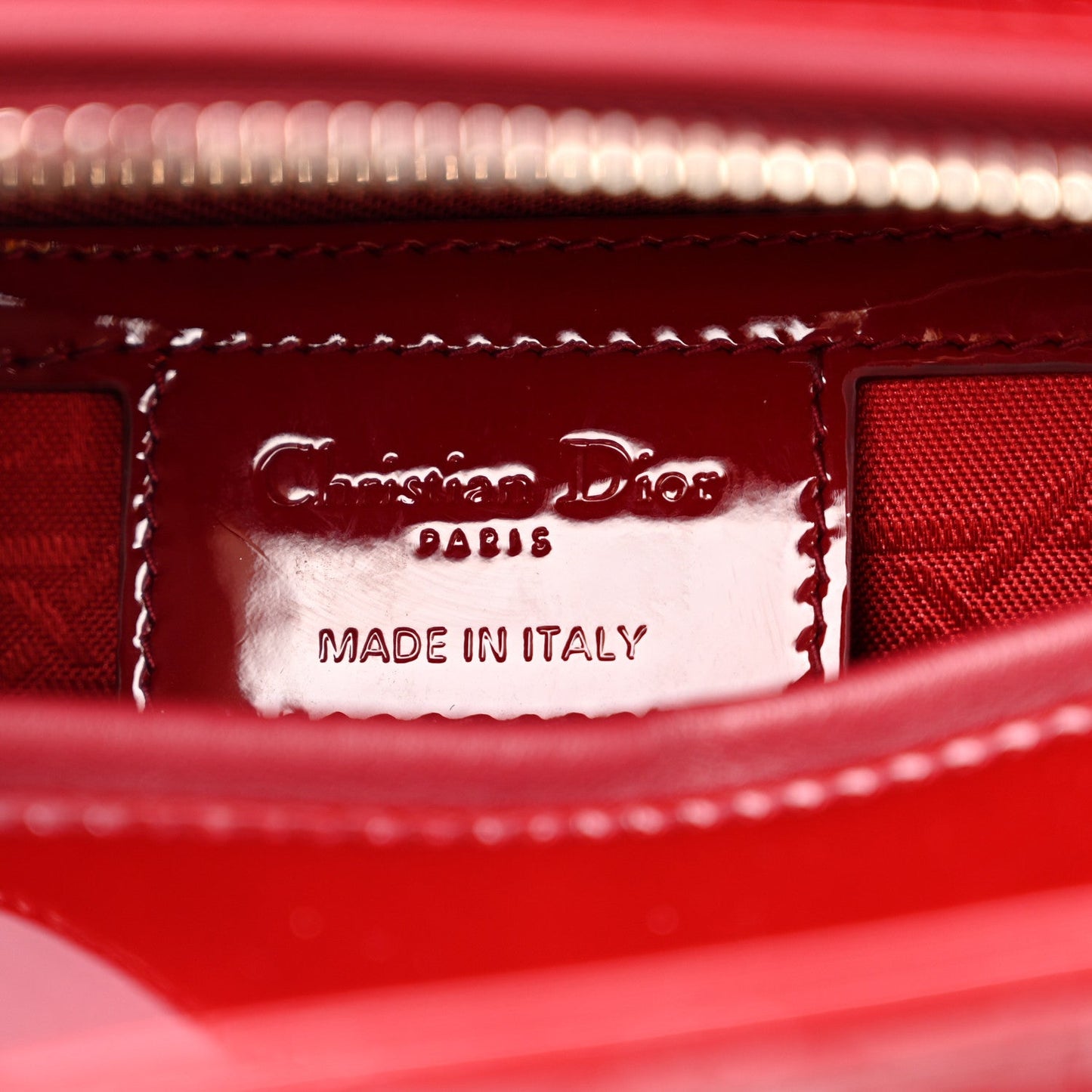 Patent Cannage Medium Lady Dior Red