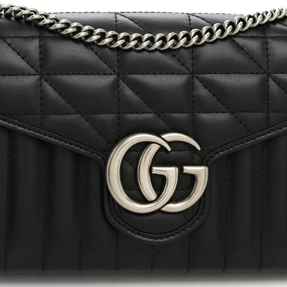 Calfskin Matelasse Aria GG Marmont Chain Wallet Black