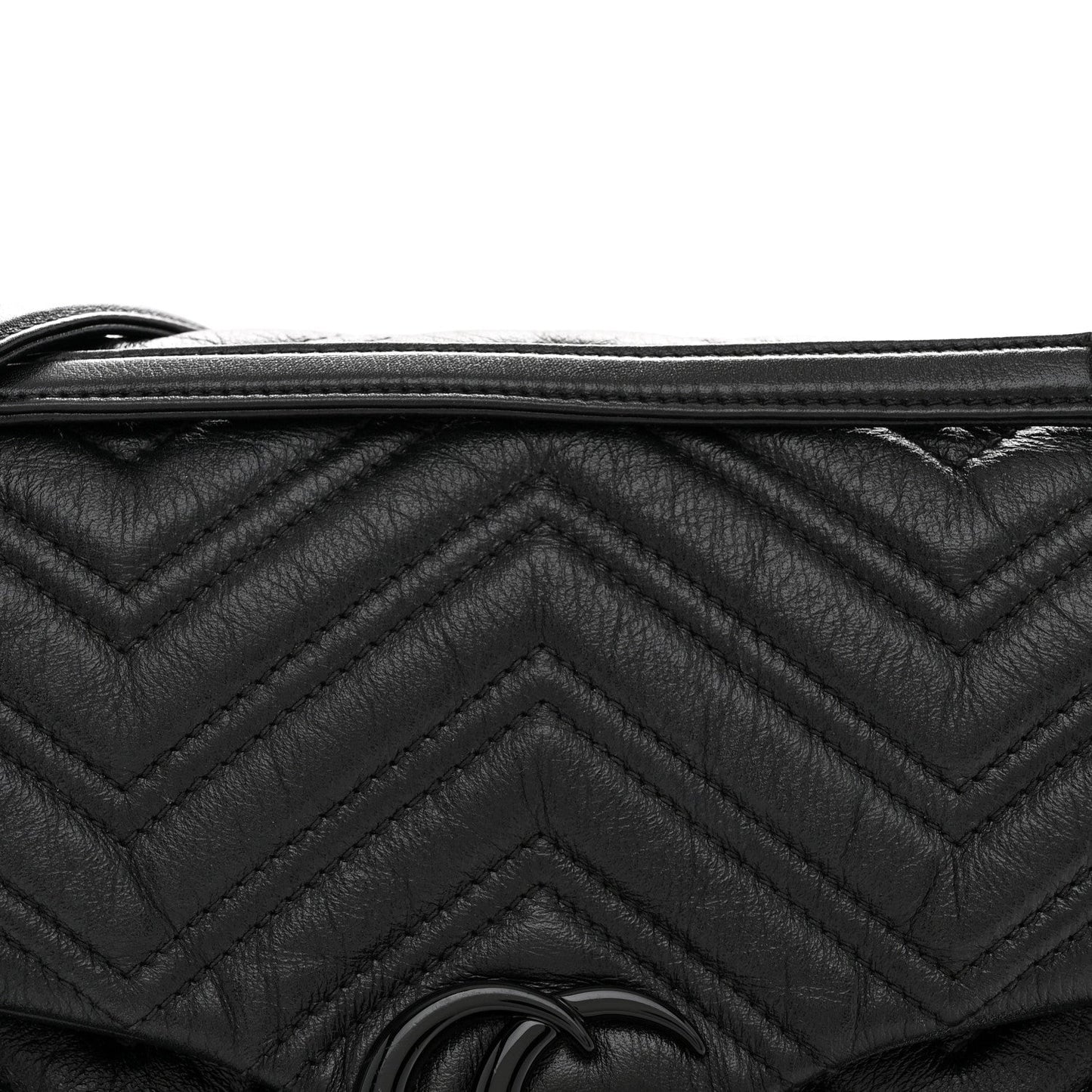 Soft Calfskin Matelasse Monochrome Medium GG Marmont Shoulder Bag Black