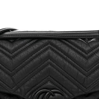 Soft Calfskin Matelasse Monochrome Medium GG Marmont Shoulder Bag Black