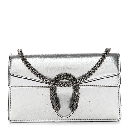 Metallic Calfskin Super Mini Dionysus Shoulder Bag Silver