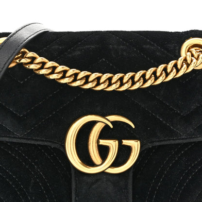 Velvet Matelasse Mini GG Marmont Shoulder Bag Black