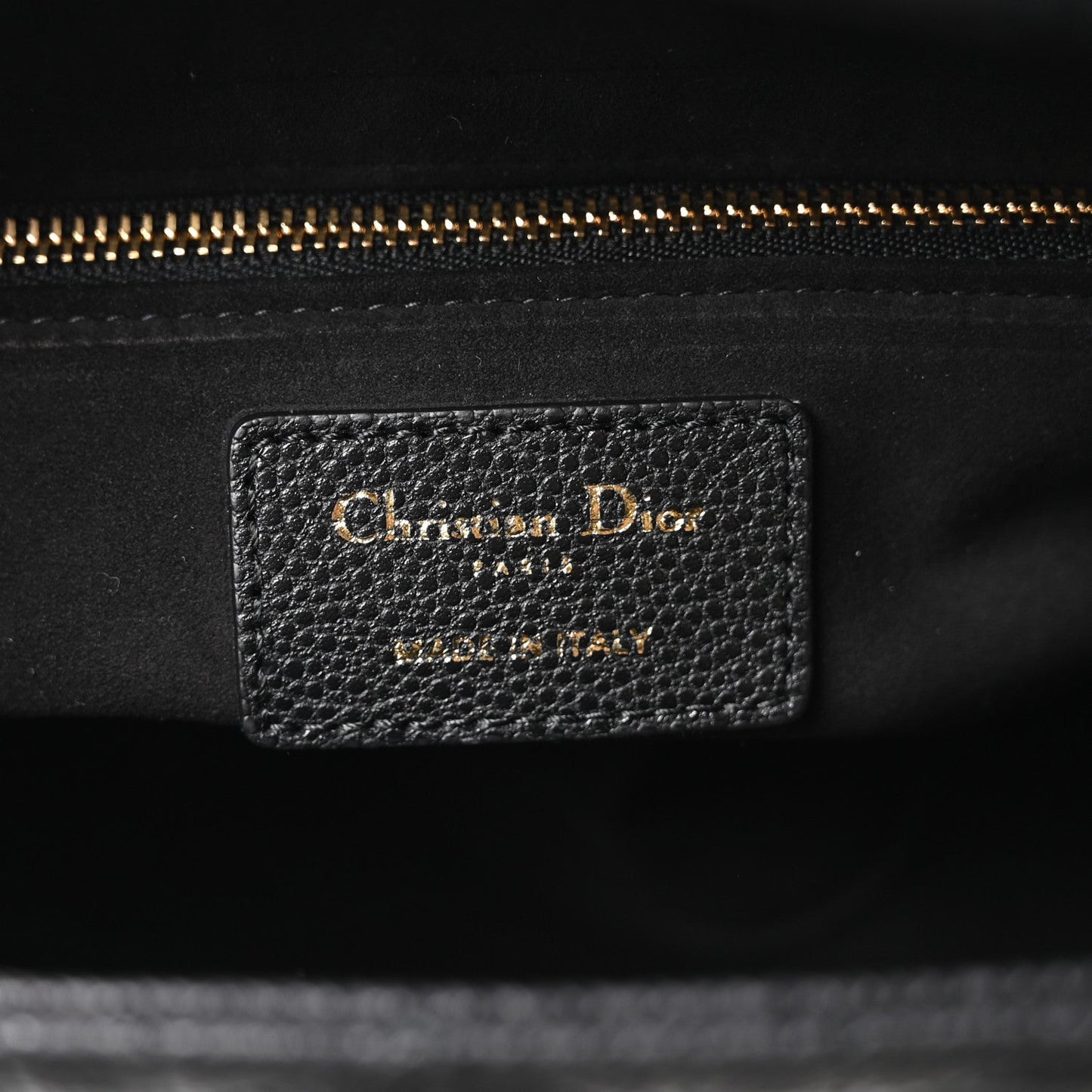 Grained Calfskin Cannage Medium Lady Dior Black