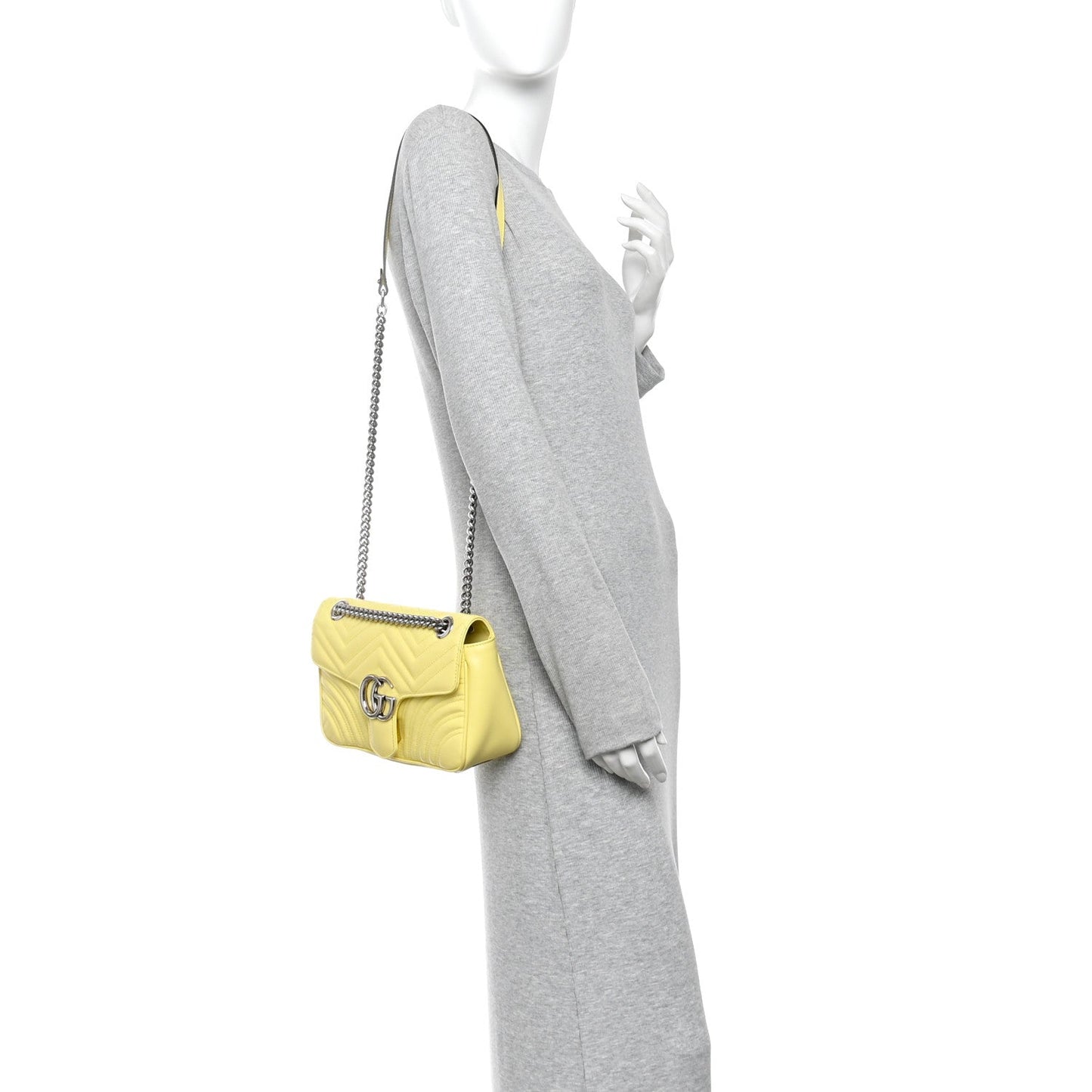 Calfskin Matelasse Small GG Marmont Shoulder Bag Banana