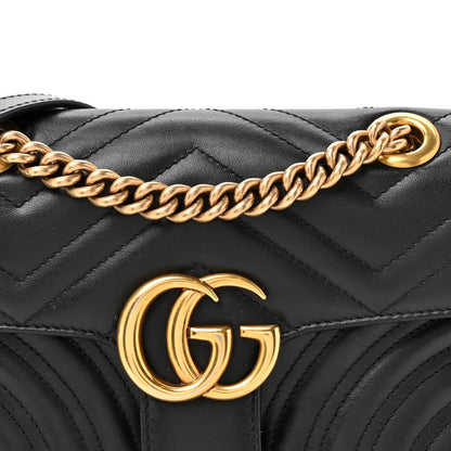 Calfskin Matelasse Mini GG Marmont Shoulder Bag Black