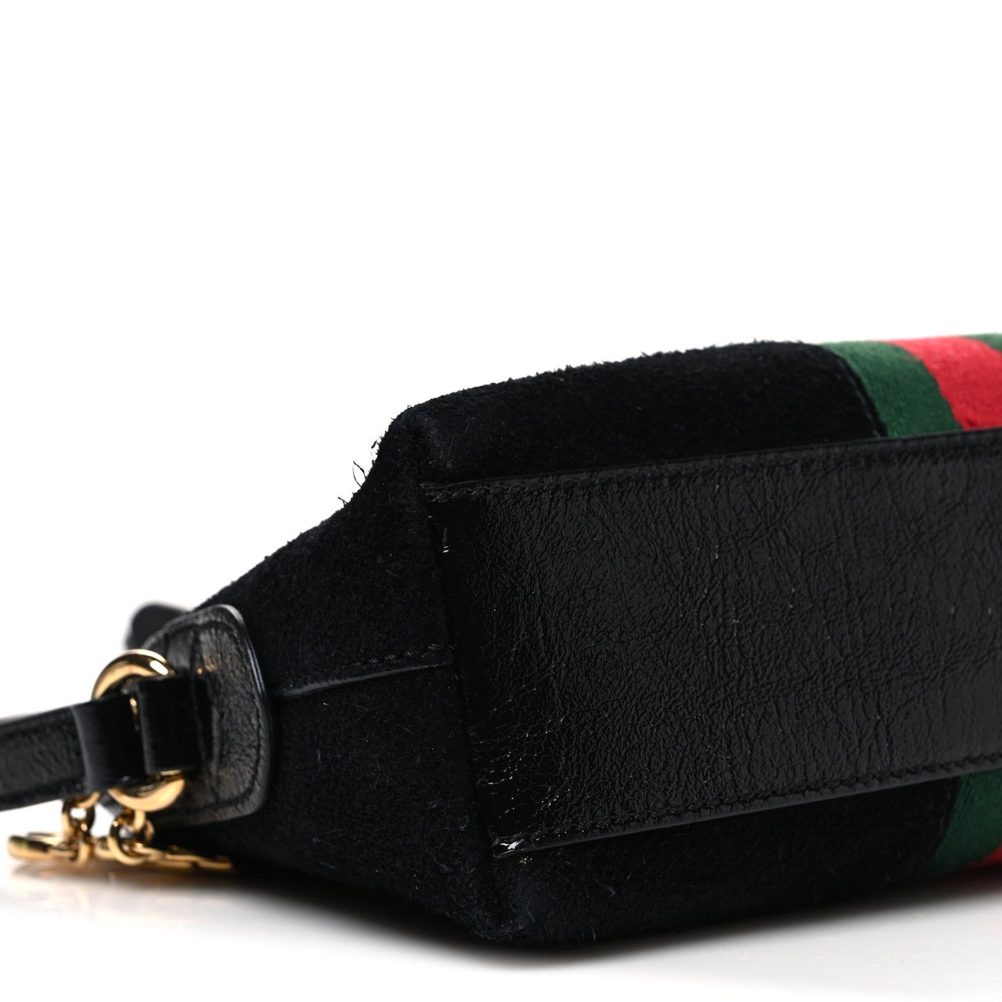 Suede Patent Web GG Small Ophidia Dome Shoulder Bag Black