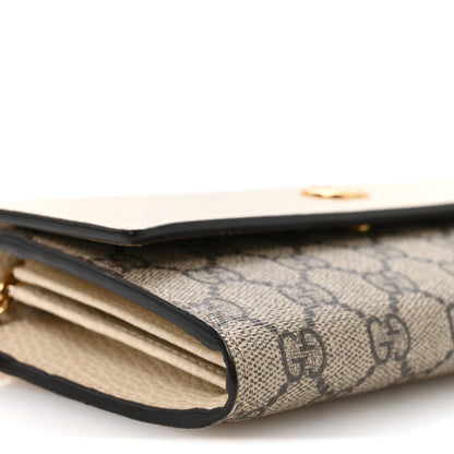 Dollar Calfskin GG Supreme Monogram Petite GG Marmont Wallet Chain Bag Mystic White Beige Ebony Mystic White Beige Ebony