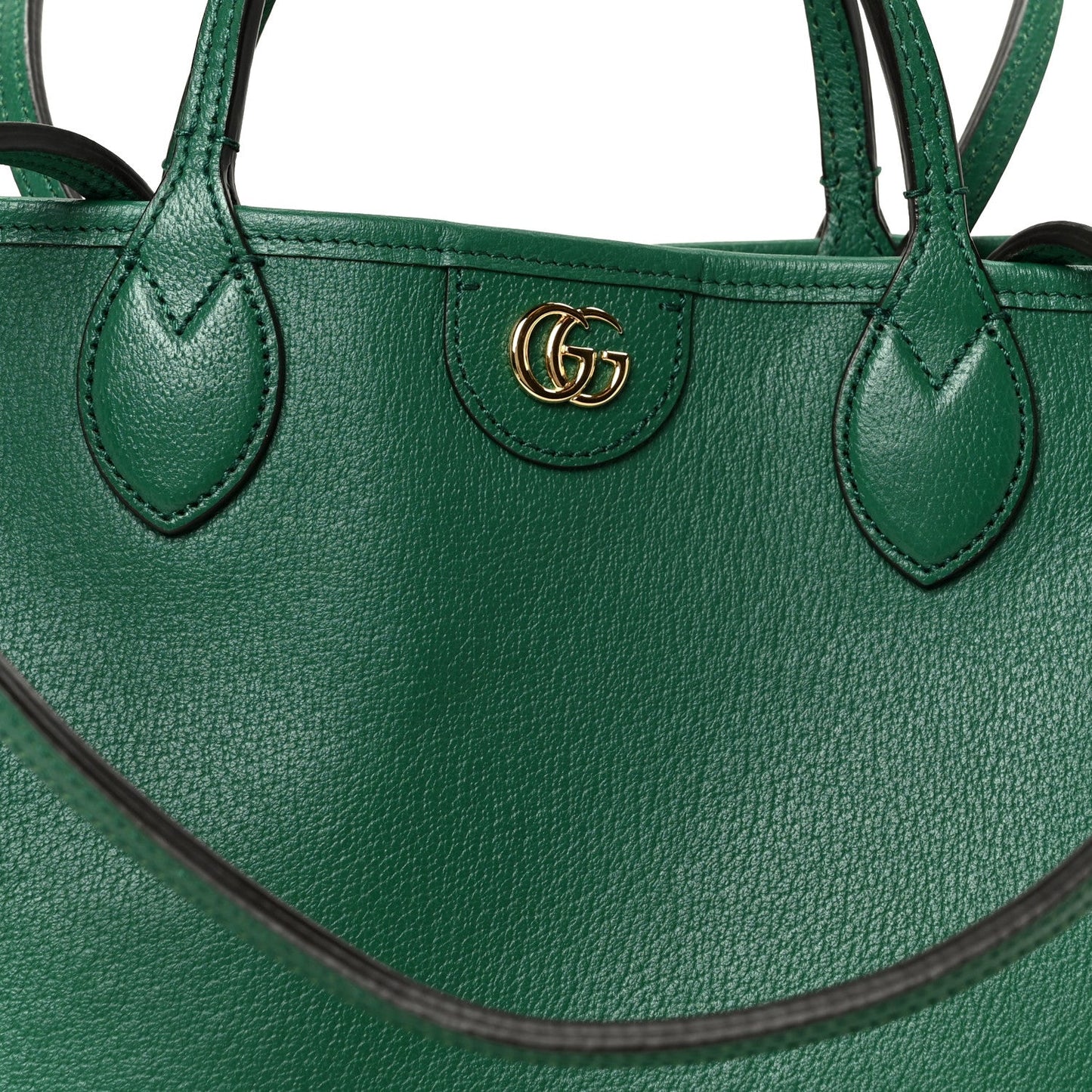 Textured Dollar Calfskin Medium Ophidia Shoulder Tote Bag Green