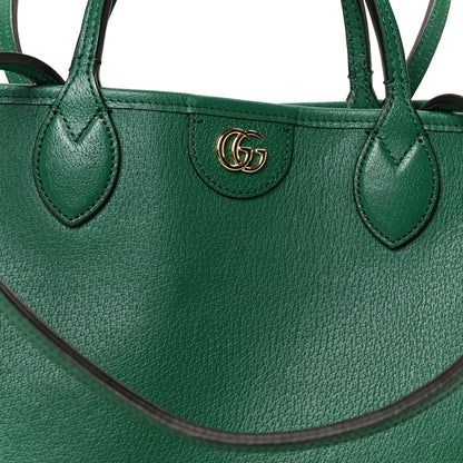 Textured Dollar Calfskin Medium Ophidia Shoulder Tote Bag Green
