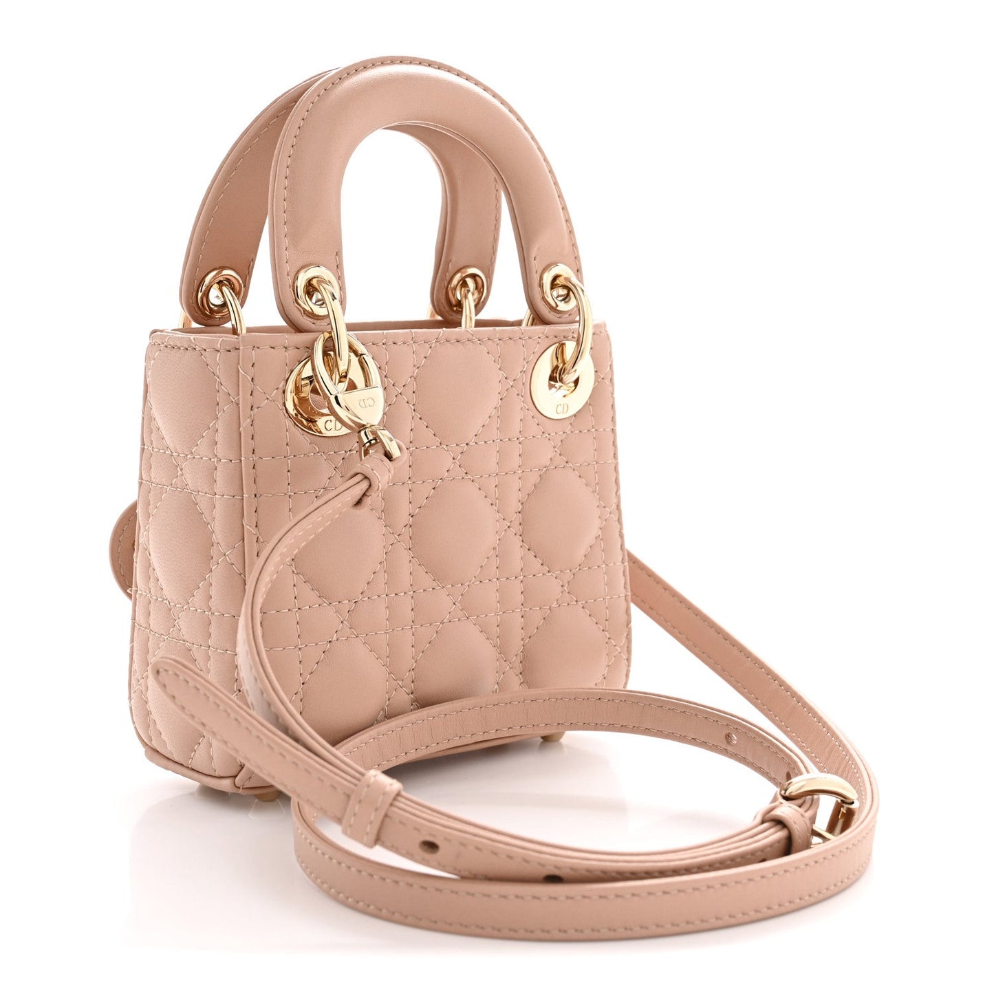 Lambskin Cannage Micro Lady Dior Rose Des Vents