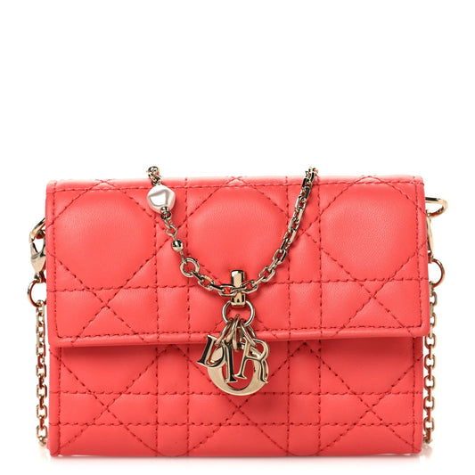 Lambskin Cannage Miss Dior Glycine Wallet on Chain Pink