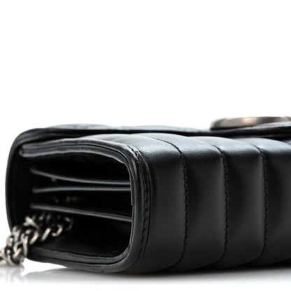 Calfskin Matelasse Aria GG Marmont Chain Wallet Black