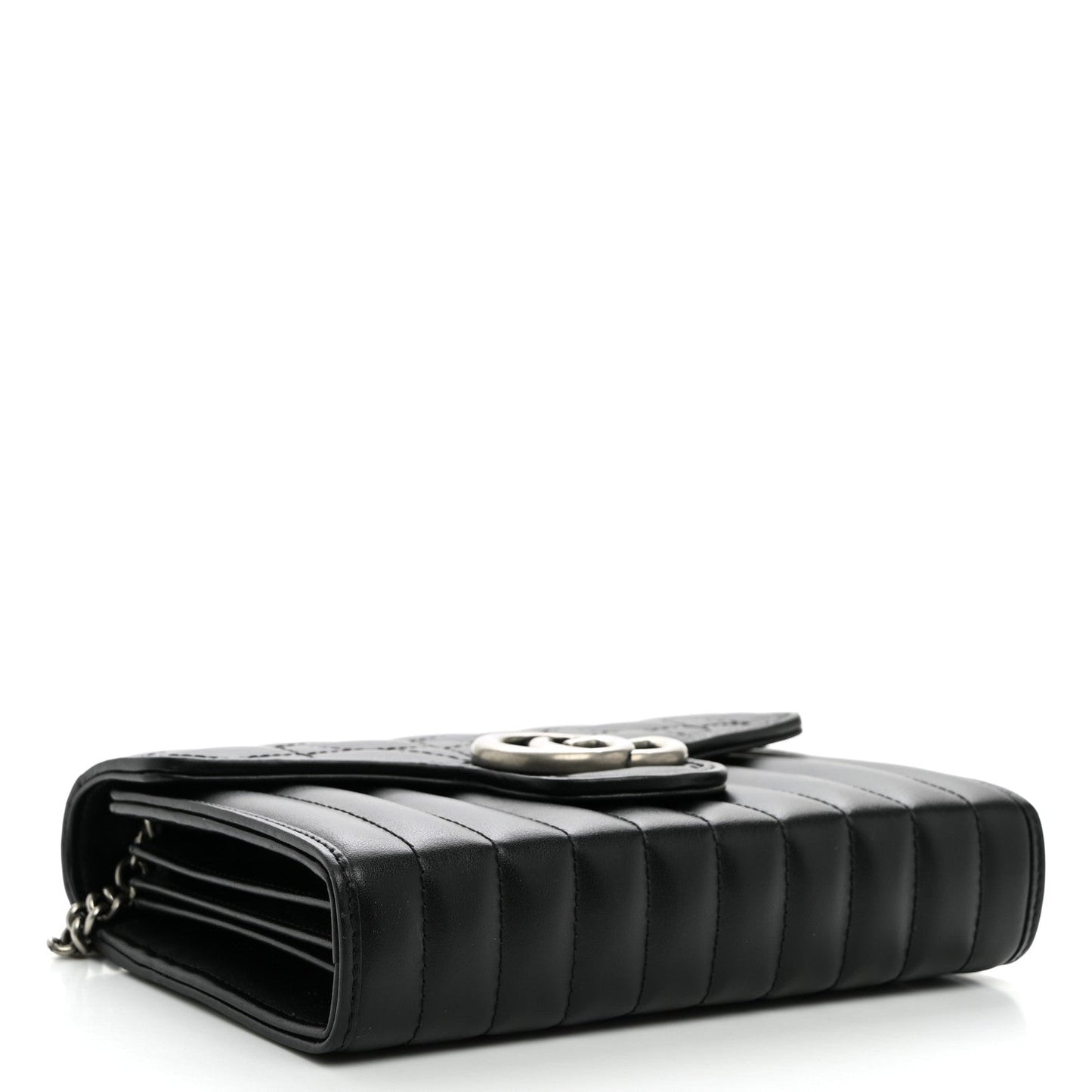 Calfskin Matelasse Aria GG Marmont Chain Wallet Black