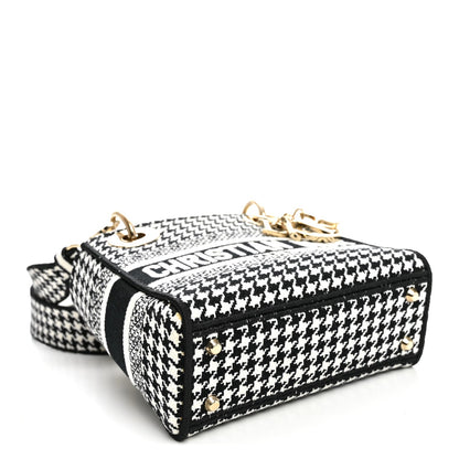 Canvas Houndstooth Embroidered Mini Lady D-Lite Black White
