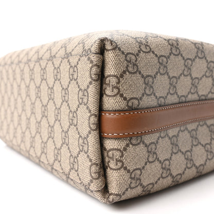 GG Supreme Monogram Emblem Medium Tote Bag Beige Dark Brown