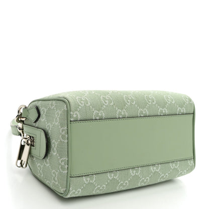 Denim GG Monogram Calfskin Mini Ophidia Top Handle Bag Pale Green