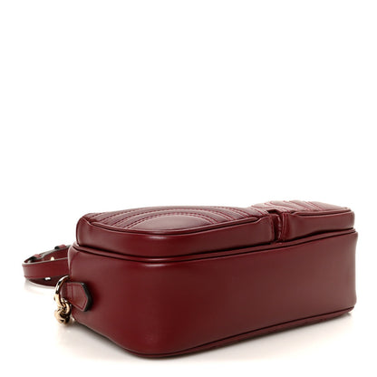 Calfskin Matelasse Small GG Marmont 2.0 Shoulder Bag Rosso Ancora