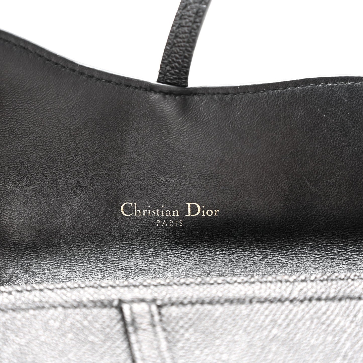 Grained Calfskin Saddle Chain Wallet Pouch Black