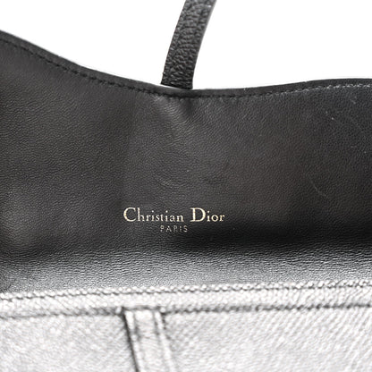 Grained Calfskin Saddle Chain Wallet Pouch Black