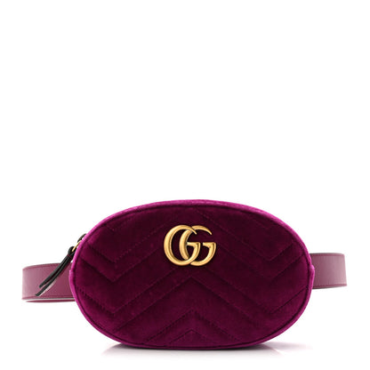 Velvet Matelasse GG Marmont Belt Bag 75 30 Fuchsia Violet Cyclamen