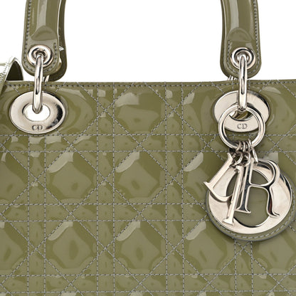 Patent Cannage Medium Lady Dior Grey