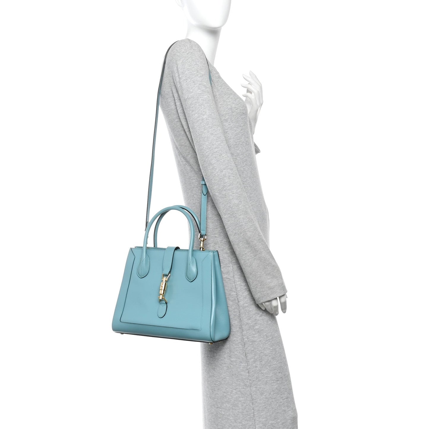 Boarded Plutone Calfskin Medium Jackie 1961 Tote Dusty Azure