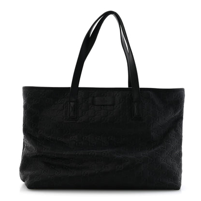 Guccissima Medium Zippered Shopping Tote Black