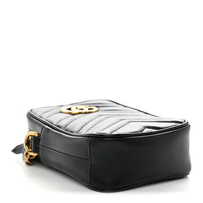Calfskin Matelasse Mini GG Marmont Crossbody Bag Black