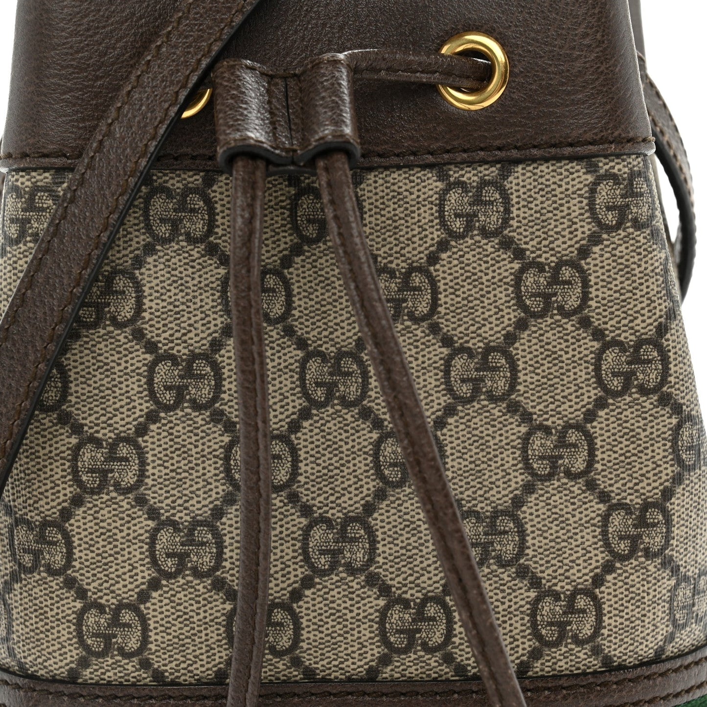 GG Supreme Monogram Web Mini Ophidia Bucket Bag Brown