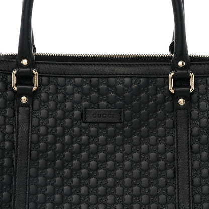 Soft Microguccissima Small Zippered Satchel Black