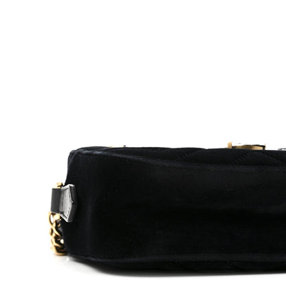 Velvet Matelasse Marquise Crystals Mini GG Marmont Chain Shoulder Bag Black