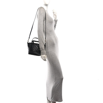Nappa Chevron Matelasse Small GG Marmont Tote Bag Black